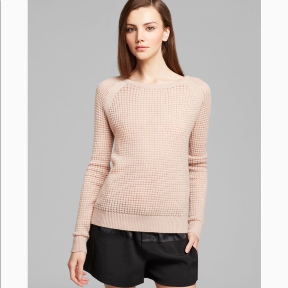 Vince Sweaters - VINCE PINK RAGLAN THERMAL CASHMERE BLEND SWEATER